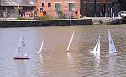 Model boats in the Main Basin at Gloucester Docks