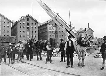 Looking east along the North Quay, Gloucester Docks, in 1887