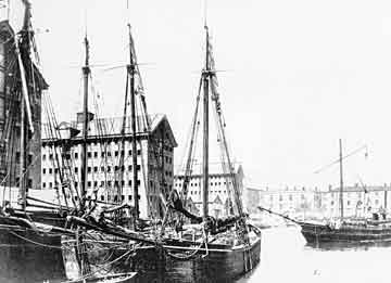 Looking north across Victoria Dock, Gloucester Docks, c1900